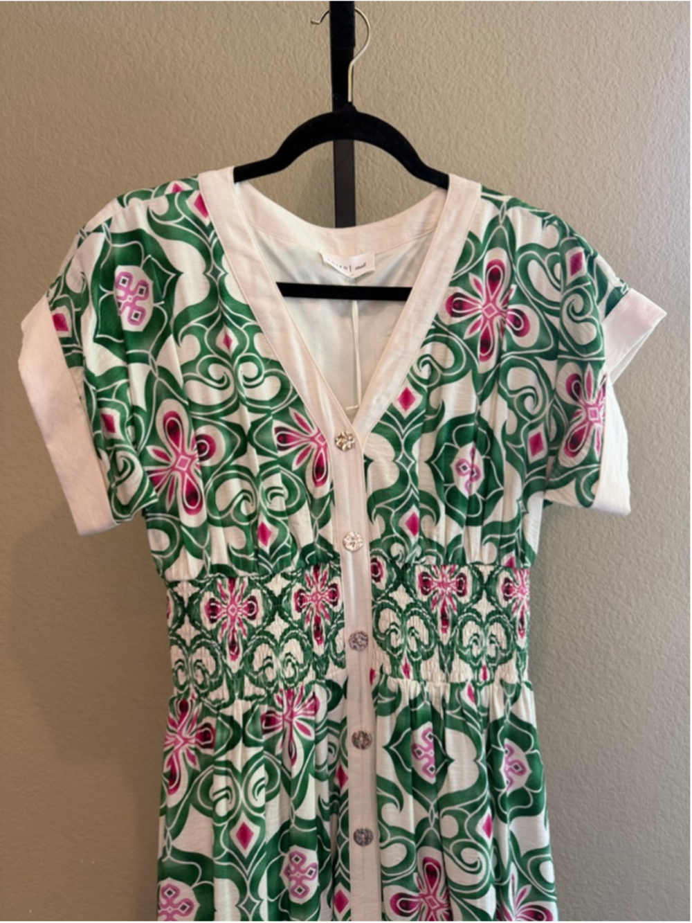 Entro Women’s Botanical Cap Sleeve Midi Dress in Green Size S - Picture 5 of 8